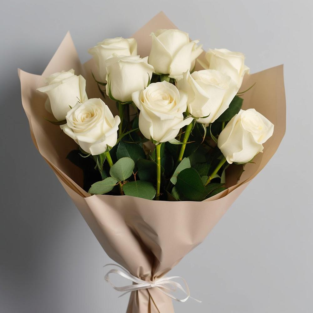 Букет 9 Белых роз Эдлесс Лав в Николиной горе