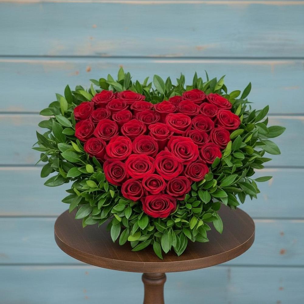 Цветочная композиция из Розы в виде сердца в Николиной горе