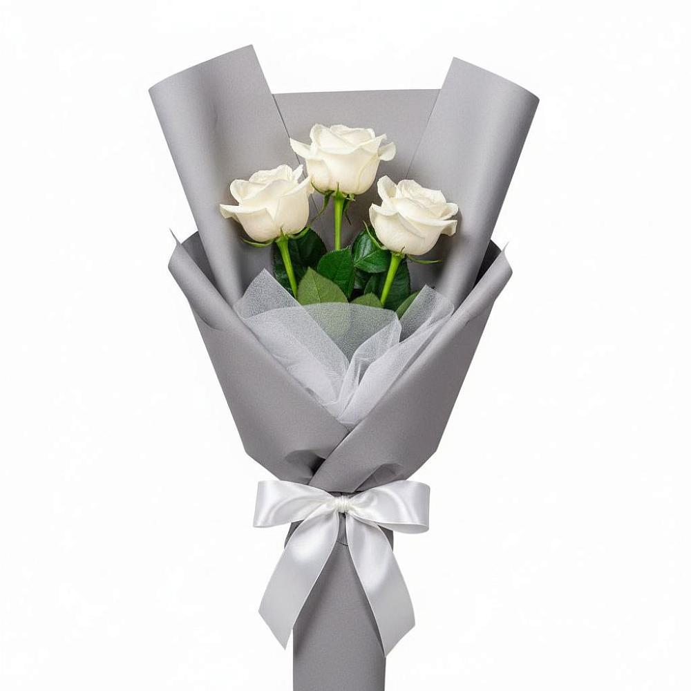 Букет 3 белые розы в Николиной горе