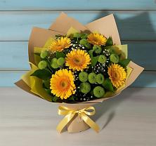 Букет цветов из:  Герберы и Хризантемы в Николиной горе