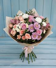 Букет цветов из:  Хризантемы, Розы и Альстромерии в Николиной горе